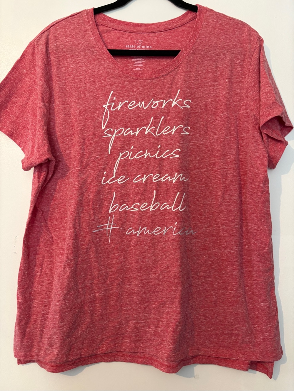 State of Mind Heather Red Patriotic Script Tee